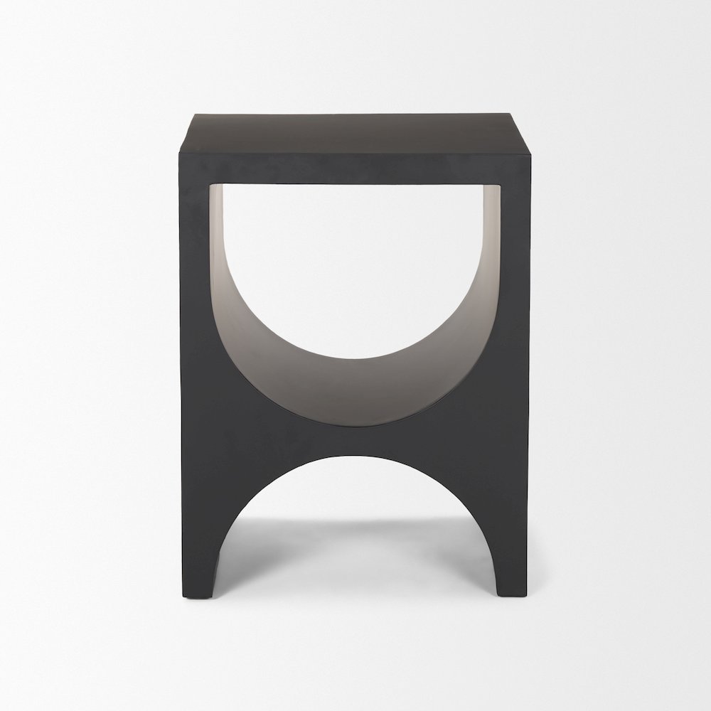 Matte Black Square Metal Side Table. Picture 3