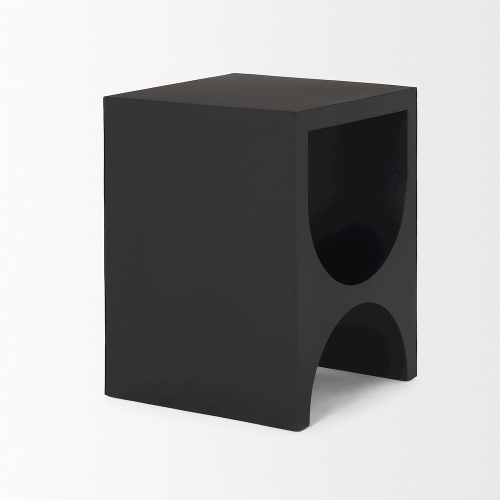 Matte Black Square Metal Side Table. Picture 5