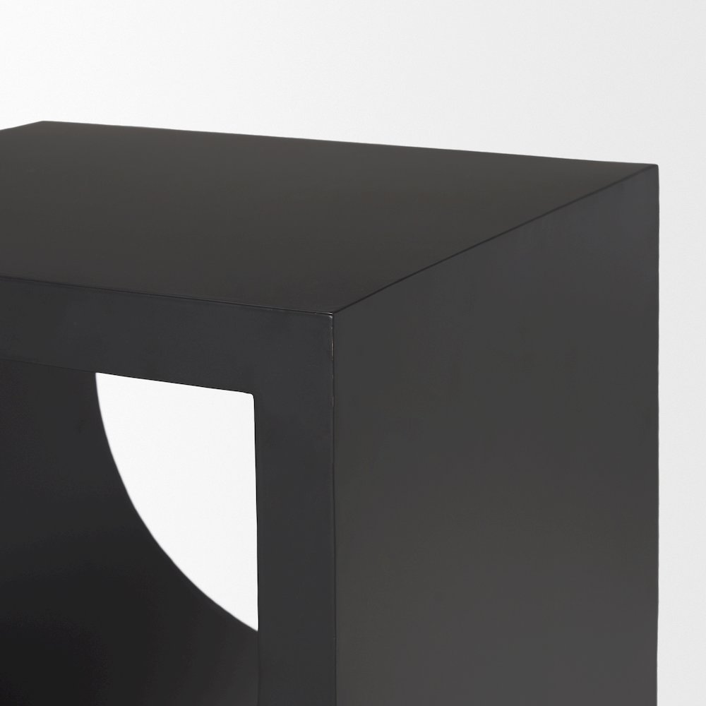 Matte Black Square Metal Side Table. Picture 7