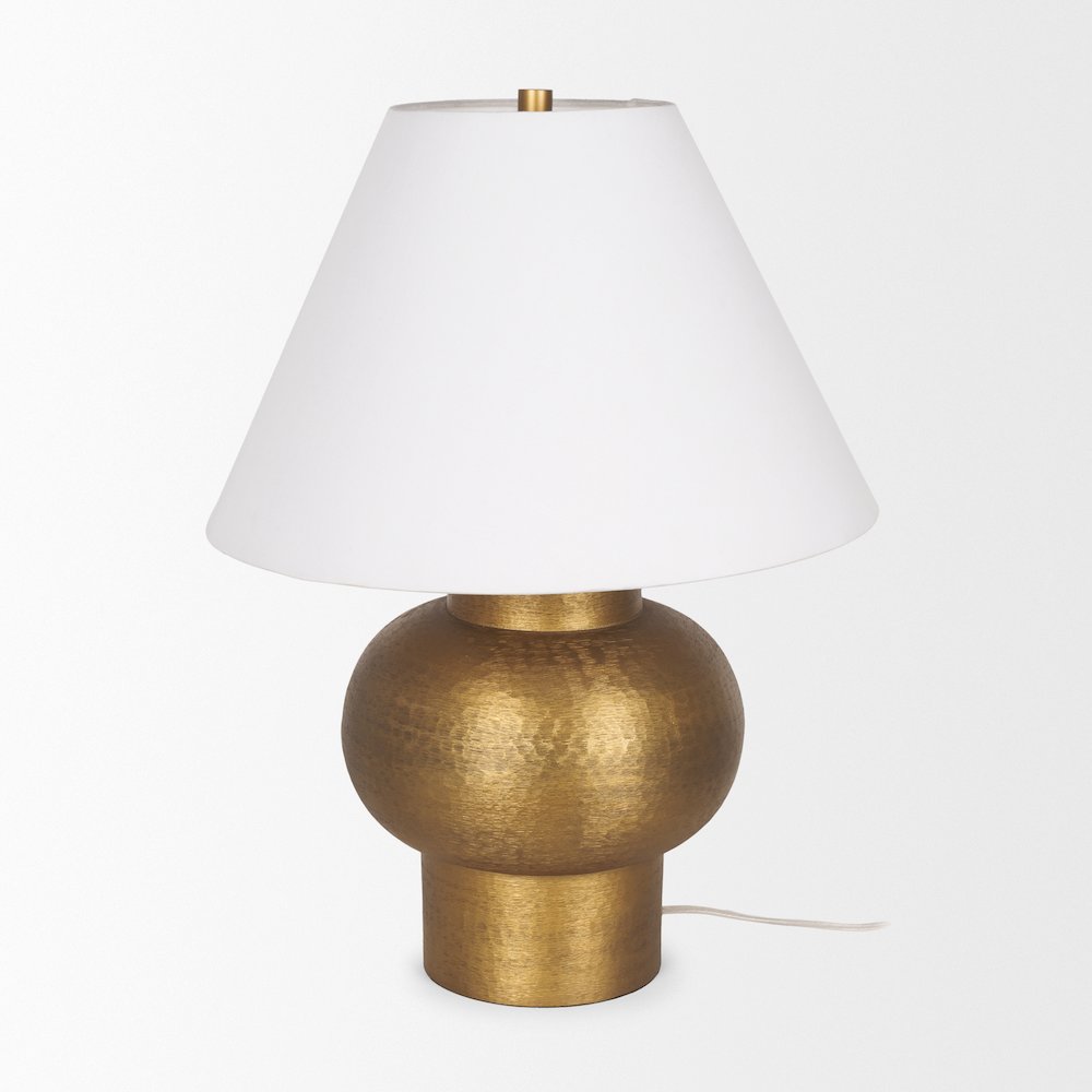 Salaah Antique Gold Brushed Metal Cream Shade Table Lamp. Picture 2