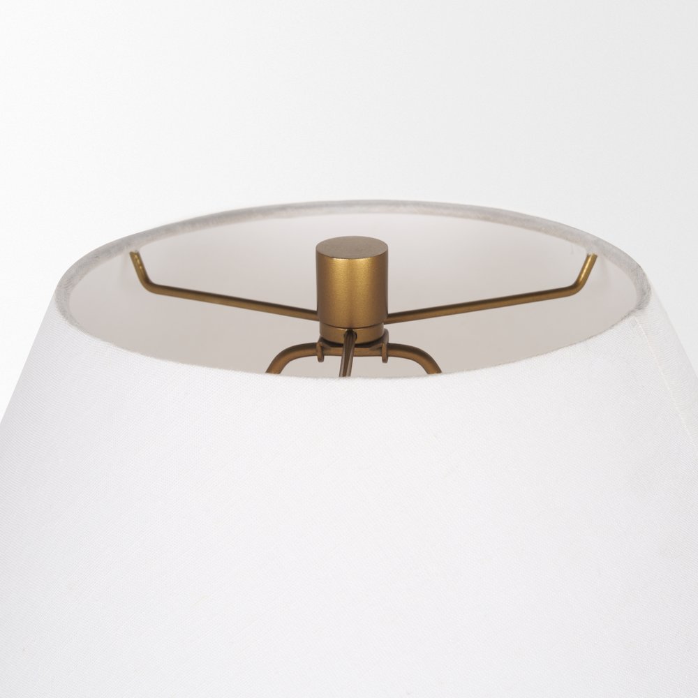 Salaah Antique Gold Brushed Metal Cream Shade Table Lamp. Picture 4