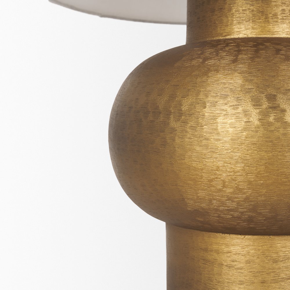 Salaah Antique Gold Brushed Metal Cream Shade Table Lamp. Picture 8