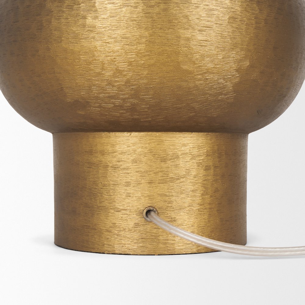 Salaah Antique Gold Brushed Metal Cream Shade Table Lamp. Picture 9
