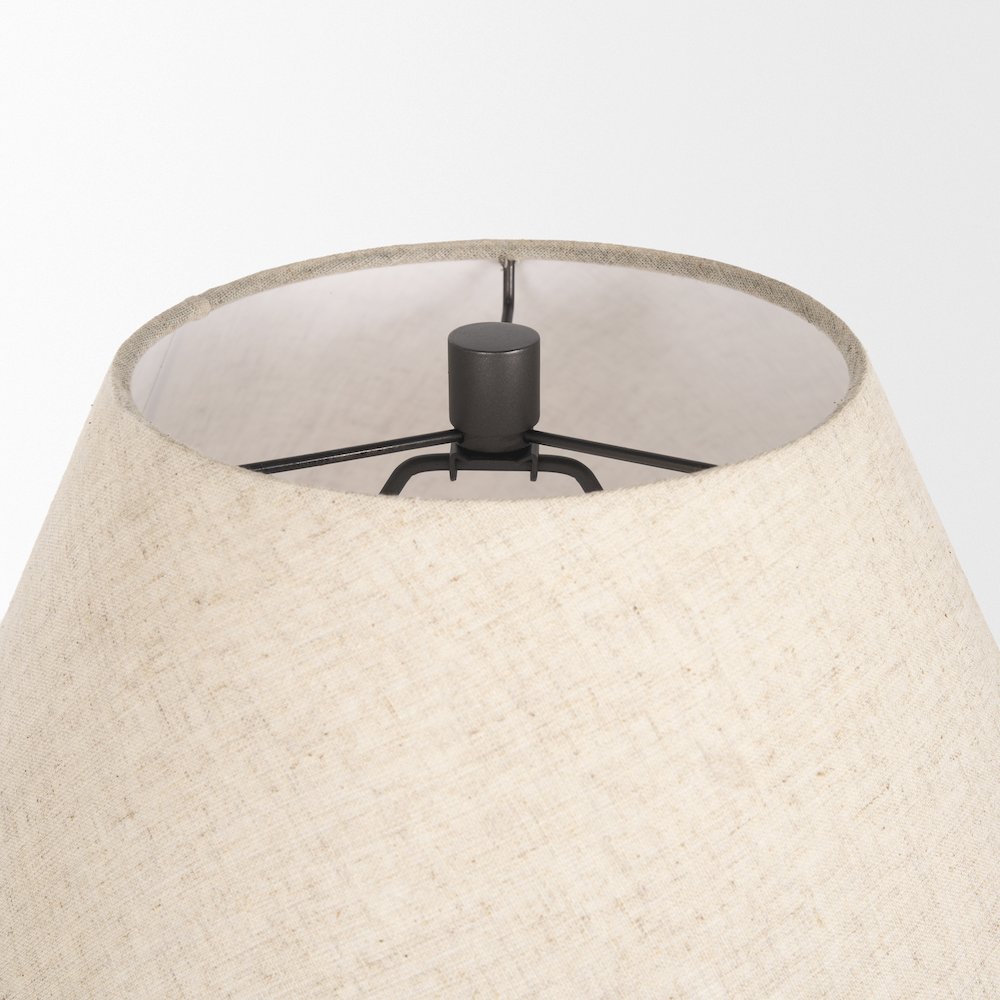 Salaah Black Brushed Metal Beige Shade Table Lamp. Picture 5