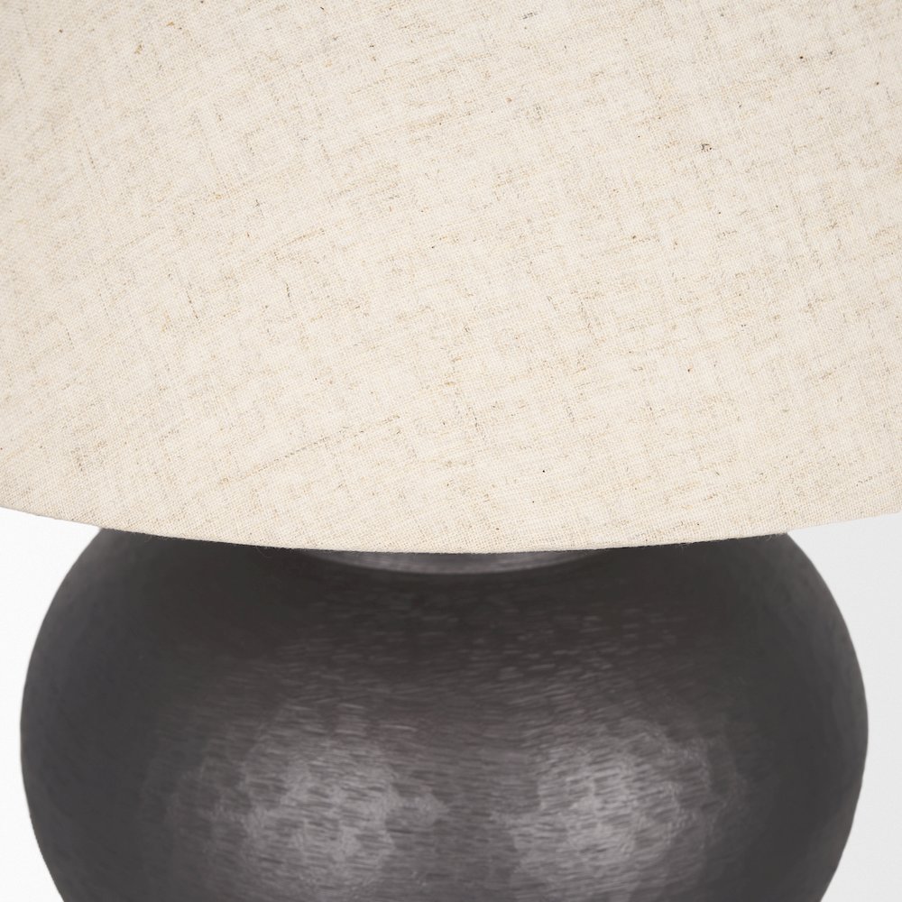 Salaah Black Brushed Metal Beige Shade Table Lamp. Picture 7