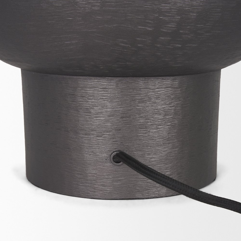 Salaah Black Brushed Metal Beige Shade Table Lamp. Picture 9