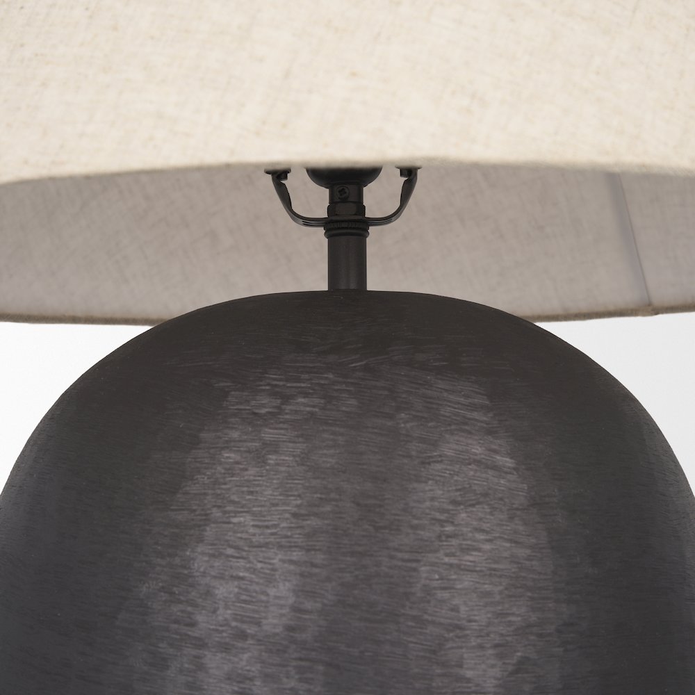 Sadiyah Black Brushed Metal Beige Shade Table Lamp. Picture 2