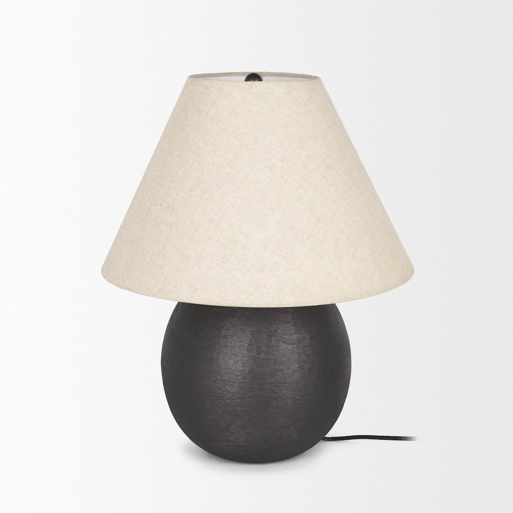 Sadiyah Black Brushed Metal Beige Shade Table Lamp. Picture 9