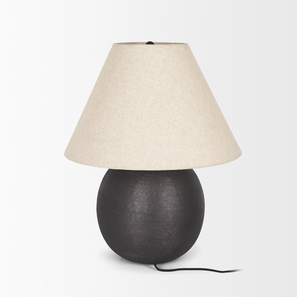 Sadiyah Black Brushed Metal Beige Shade Table Lamp. Picture 10