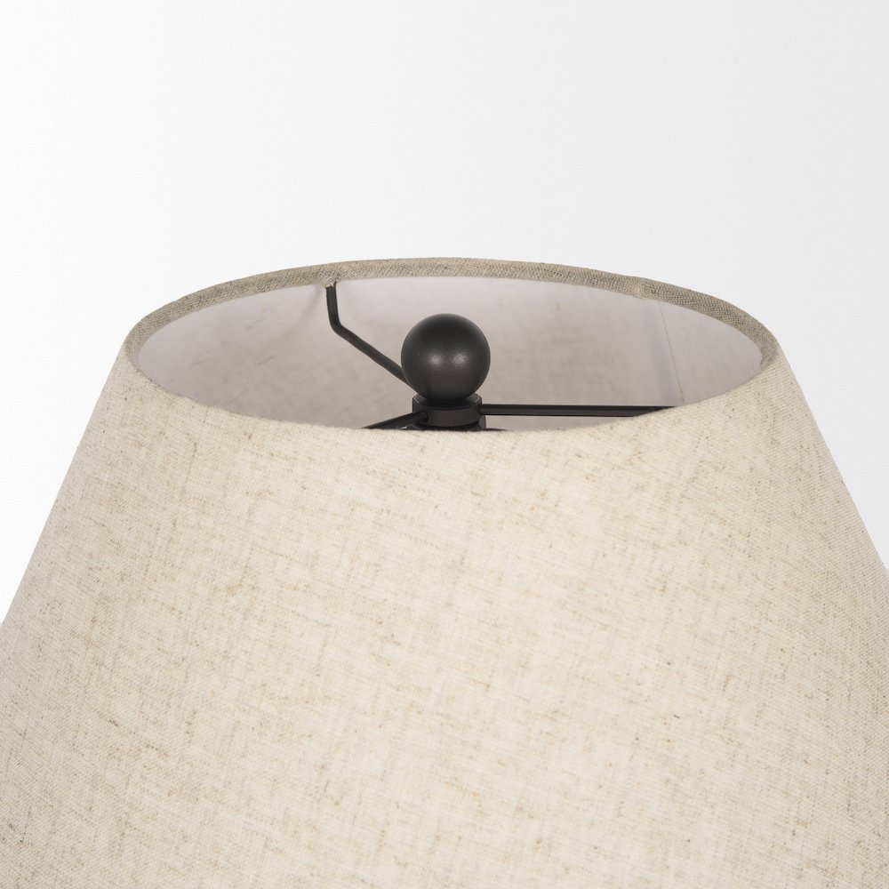 Sadiyah Black Brushed Metal Beige Shade Table Lamp. Picture 11