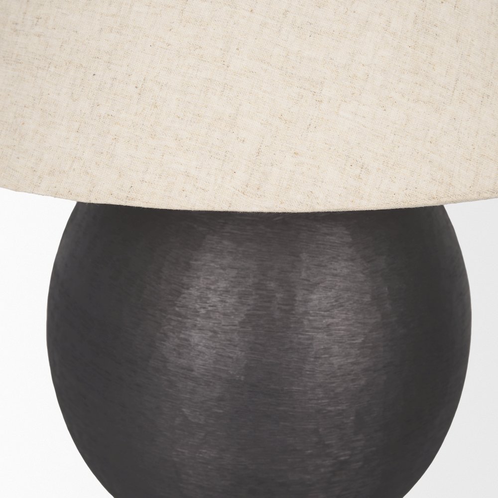 Sadiyah Black Brushed Metal Beige Shade Table Lamp. Picture 12