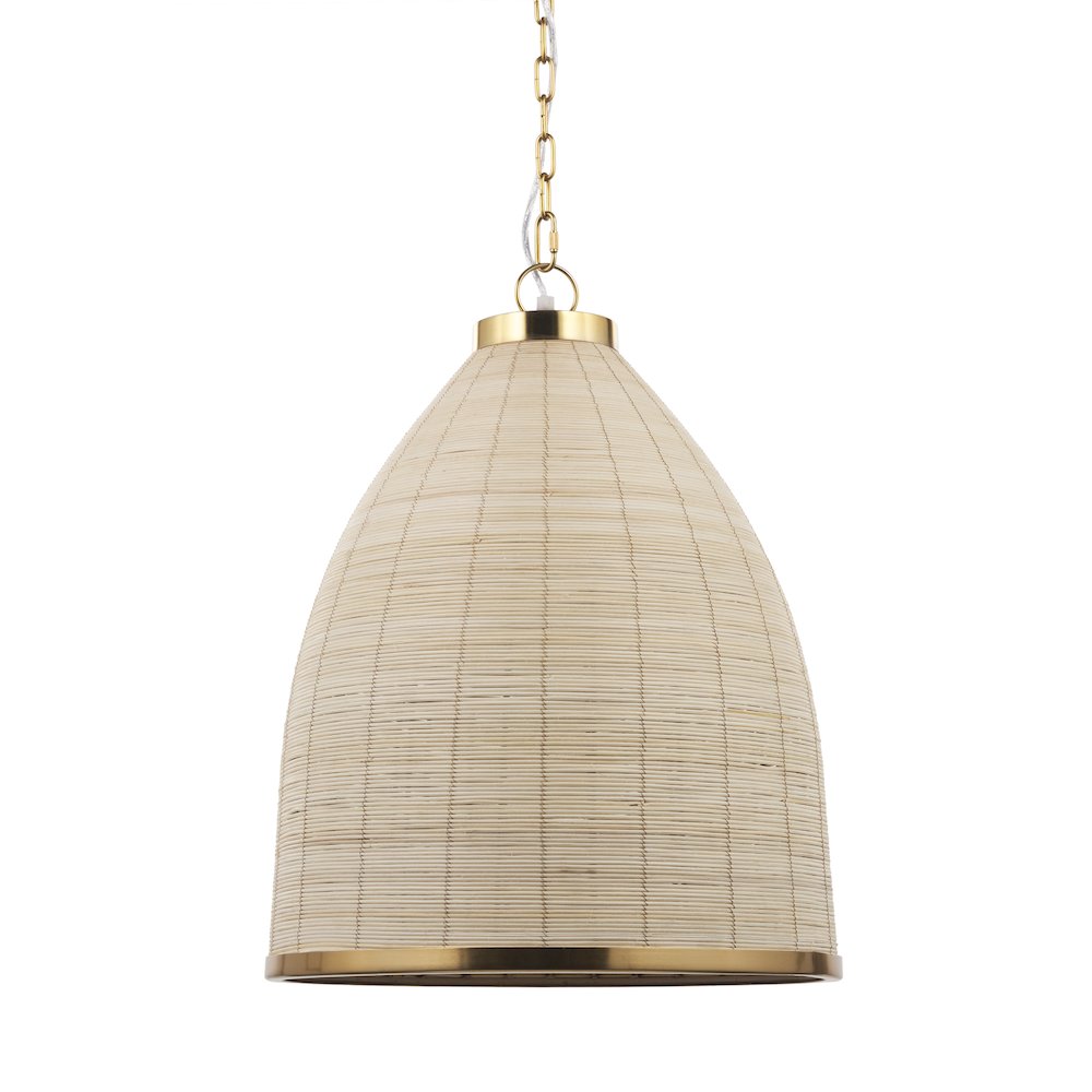 Saliha Cane Brass Metal Pendant Light. Picture 1