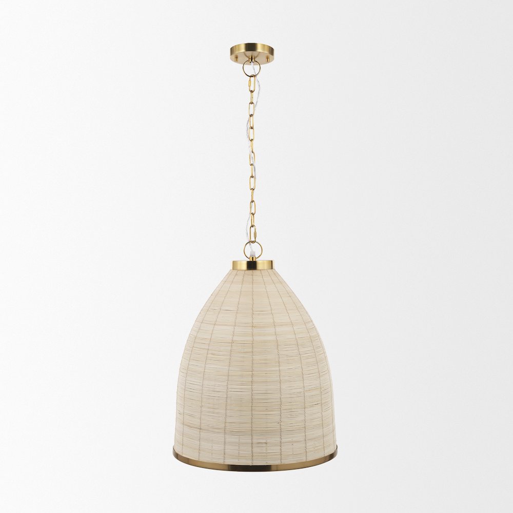 Saliha Cane Brass Metal Pendant Light. Picture 3