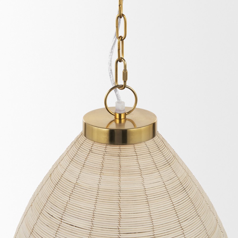 Saliha Cane Brass Metal Pendant Light. Picture 6