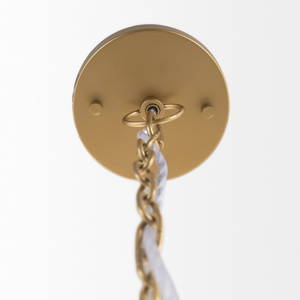 Sanne Antiqued Gold Metal Silver Foil Large Pendant Light. Picture 4