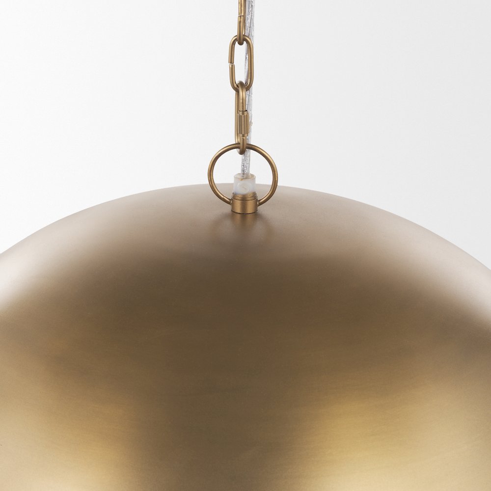Sanne Antiqued Gold Metal Silver Foil Large Pendant Light. Picture 5
