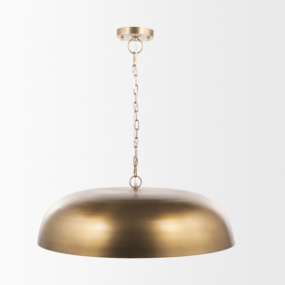 Sanne Antiqued Gold Metal Silver Foil Wide Pendant Light. Picture 2