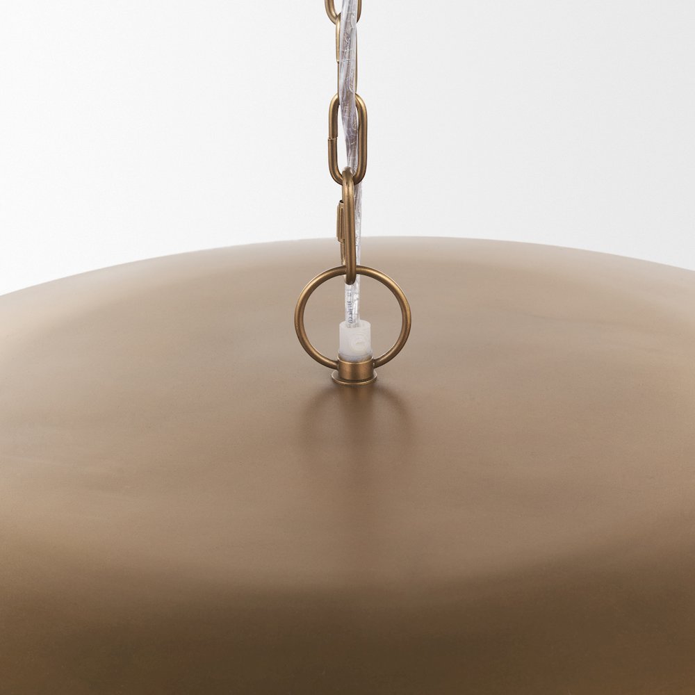 Sanne Antiqued Gold Metal Silver Foil Wide Pendant Light. Picture 5