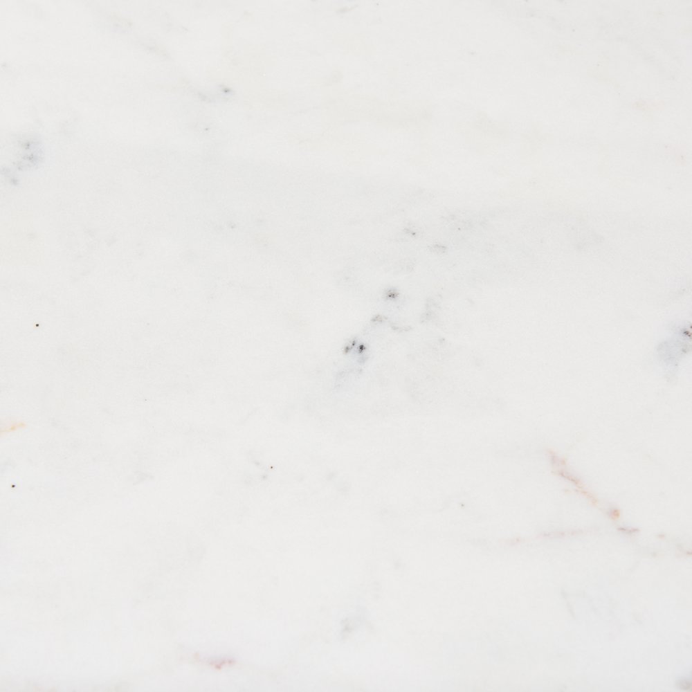 Maxwell Round White Marble Top Black Metal and Wood Pedestal Base Dining Table. Picture 2