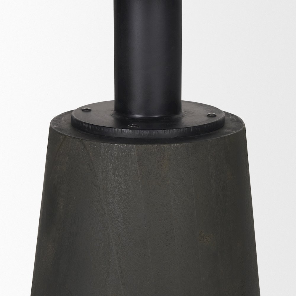 Maxwell Round White Marble Top Black Metal and Wood Pedestal Base Dining Table. Picture 5