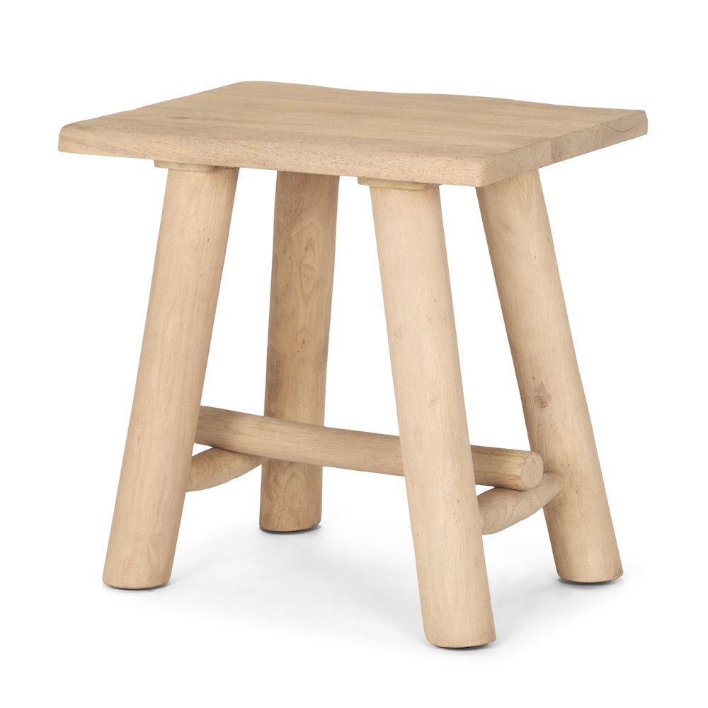 Sekou Light Brown Short Wooden Craftsman Stool. Picture 1