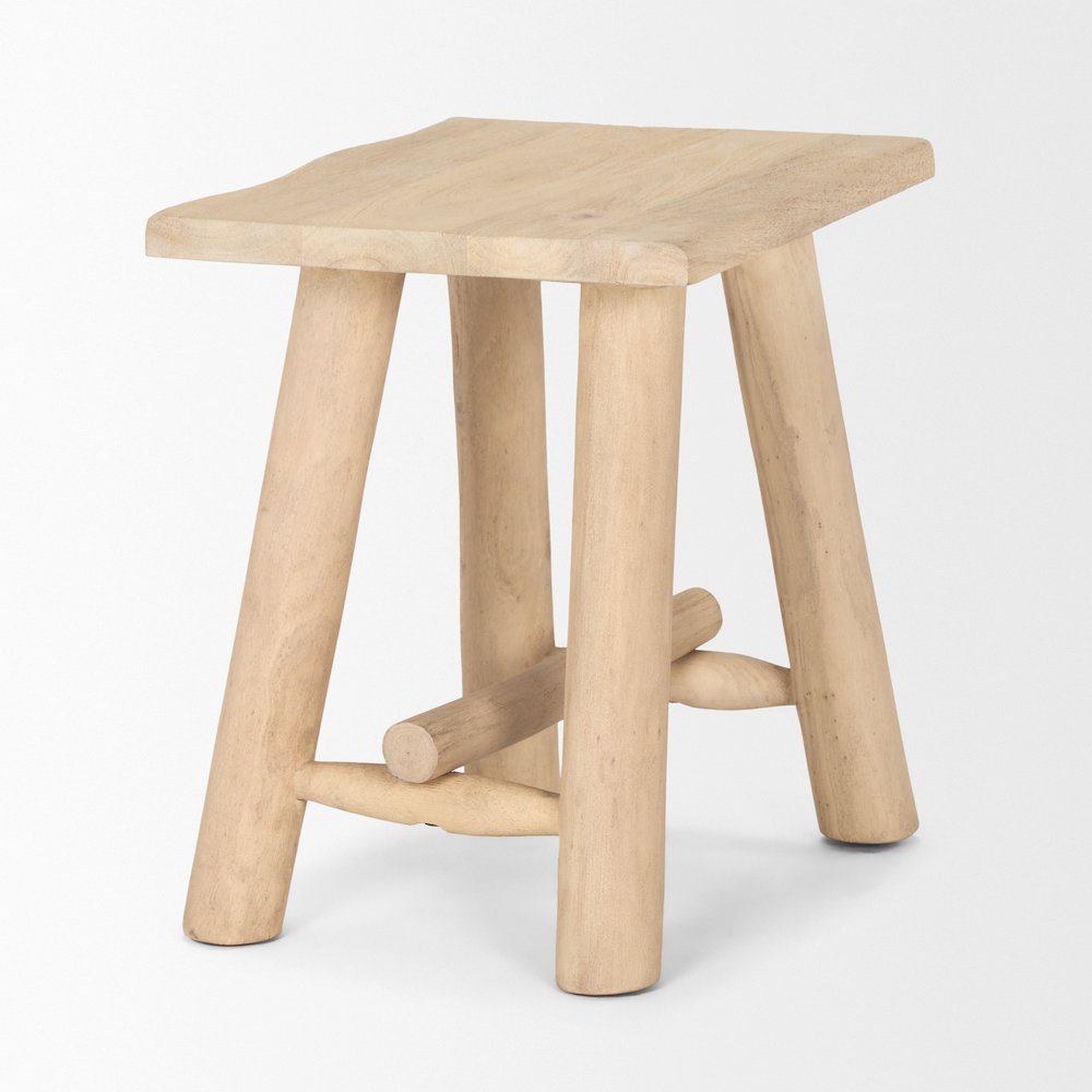 Sekou Light Brown Short Wooden Craftsman Stool. Picture 6