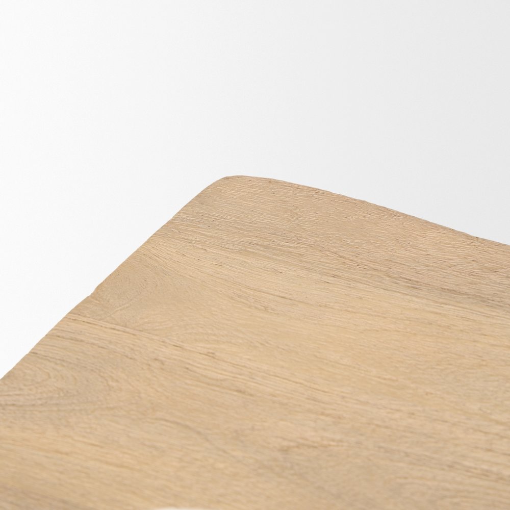 Sekou Light Brown Short Wooden Craftsman Stool. Picture 7