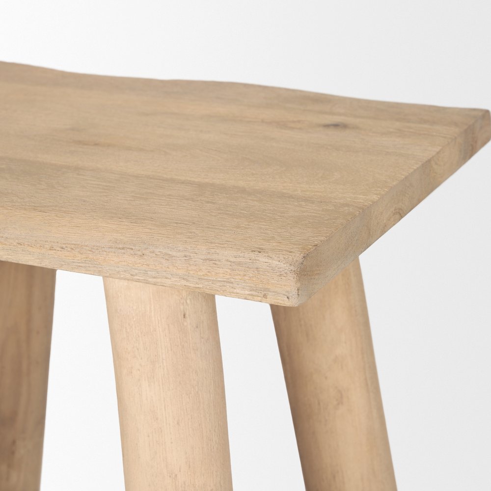 Sekou Light Brown Short Wooden Craftsman Stool. Picture 8
