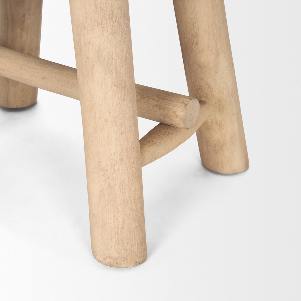 Sekou Light Brown Short Wooden Craftsman Stool. Picture 9