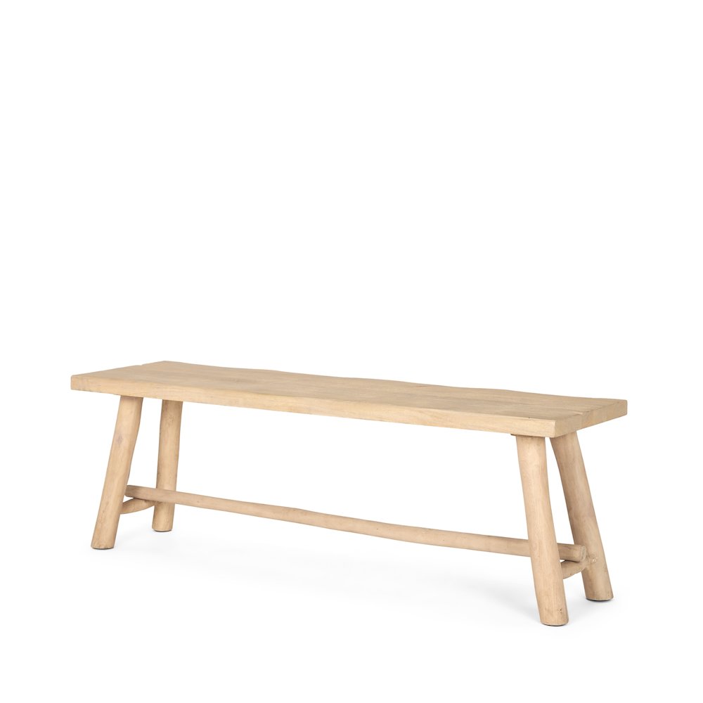 Light Brown Wooden Craftsman Bench. Picture 1
