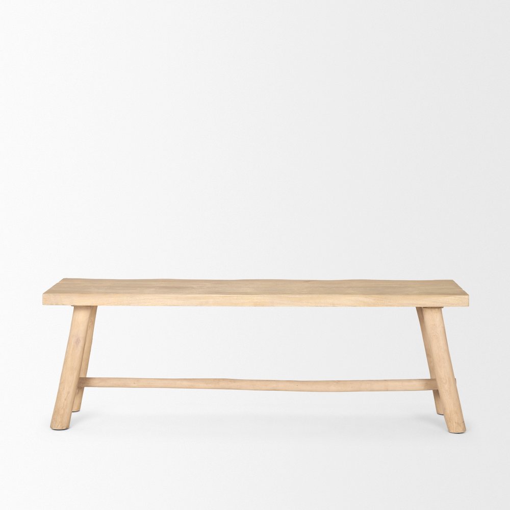 Light Brown Wooden Craftsman Bench. Picture 4