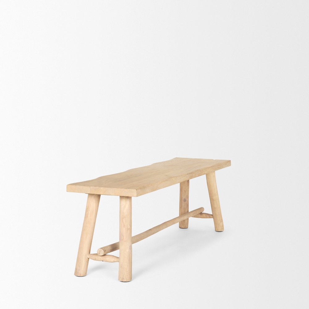 Light Brown Wooden Craftsman Bench. Picture 6