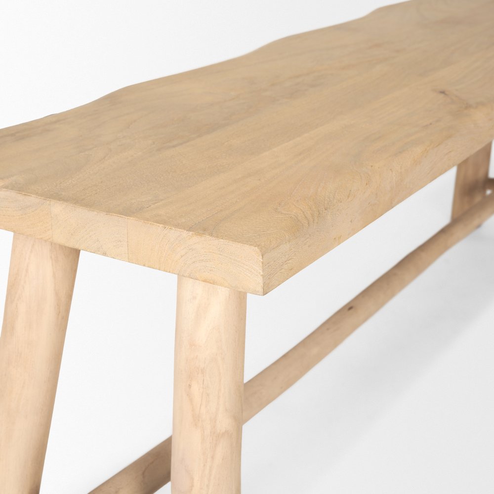 Light Brown Wooden Craftsman Bench. Picture 8