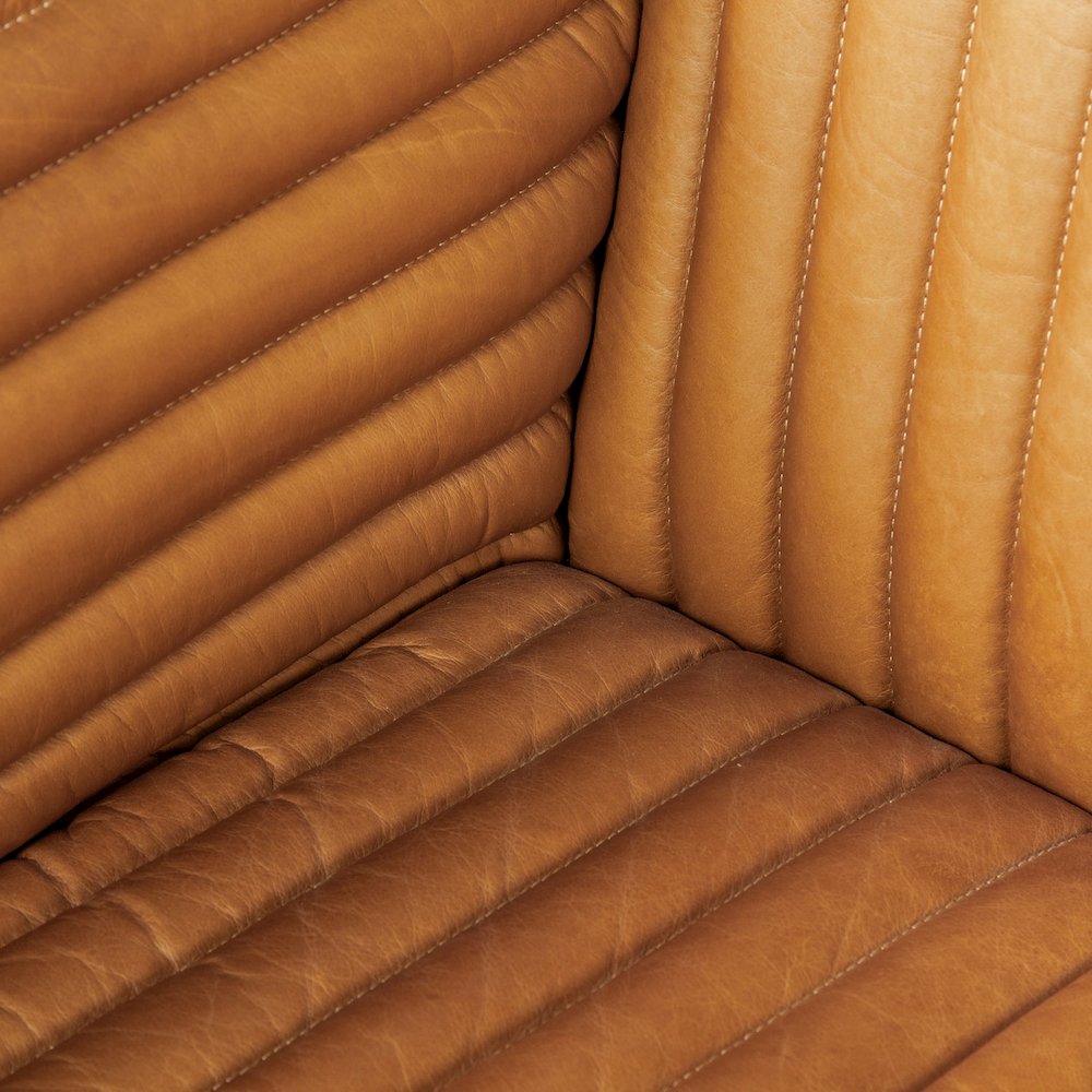 Ricciardo Cognac Leather Three Seater Sofa 82.5L x 38.5W x 26.5H. Picture 7