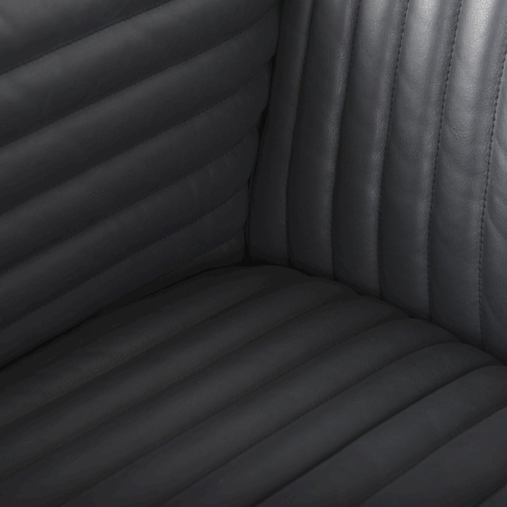 Ricciardo Black Leather Wrapped Three Seater Sofa 82.5L x 38.5W x 26.5H. Picture 11