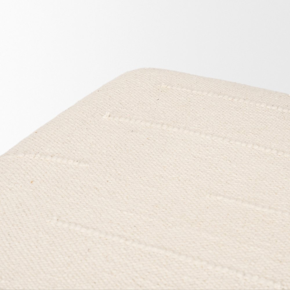 Shae Brown Wood Oatmeal Fabric Ottoman. Picture 7