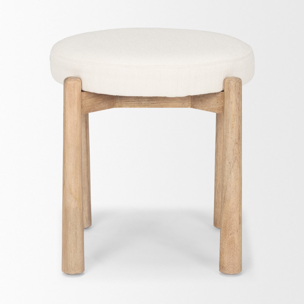 Shaiden Brown Wood Cream Fabric Stool. Picture 4