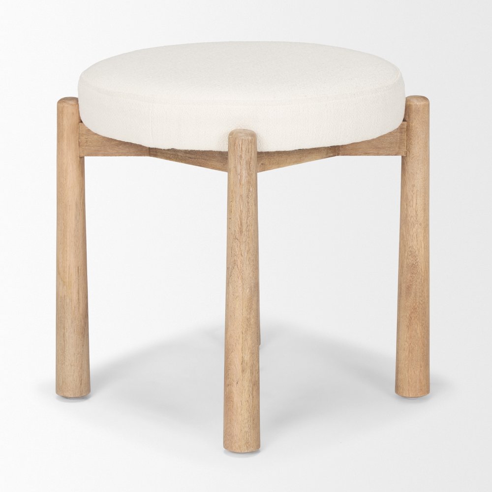 Shaiden Brown Wood Cream Fabric Stool. Picture 5