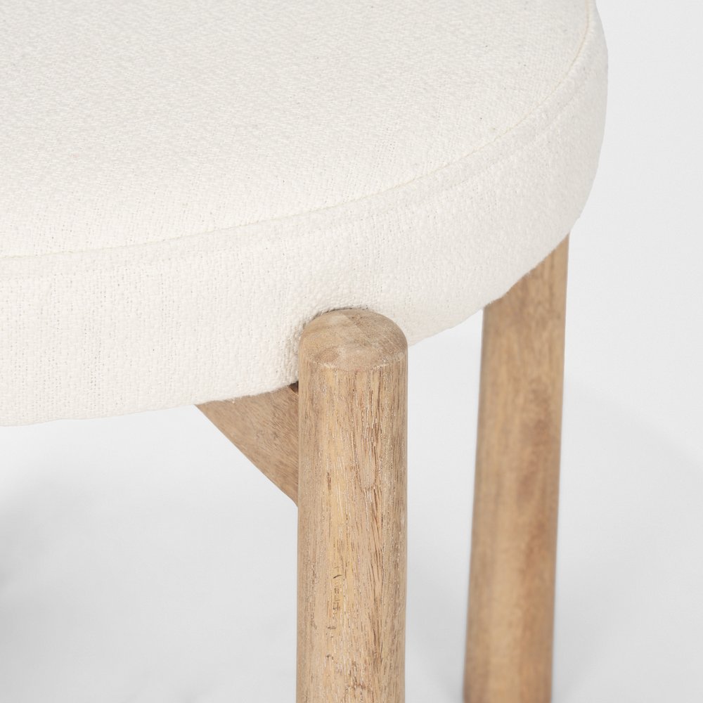 Shaiden Brown Wood Cream Fabric Stool. Picture 7