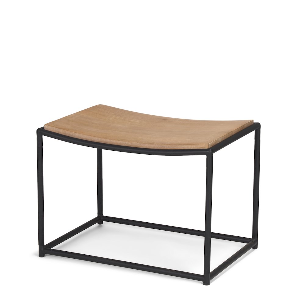 Taniel Light Brown Wood Black Metal Stool. Picture 1