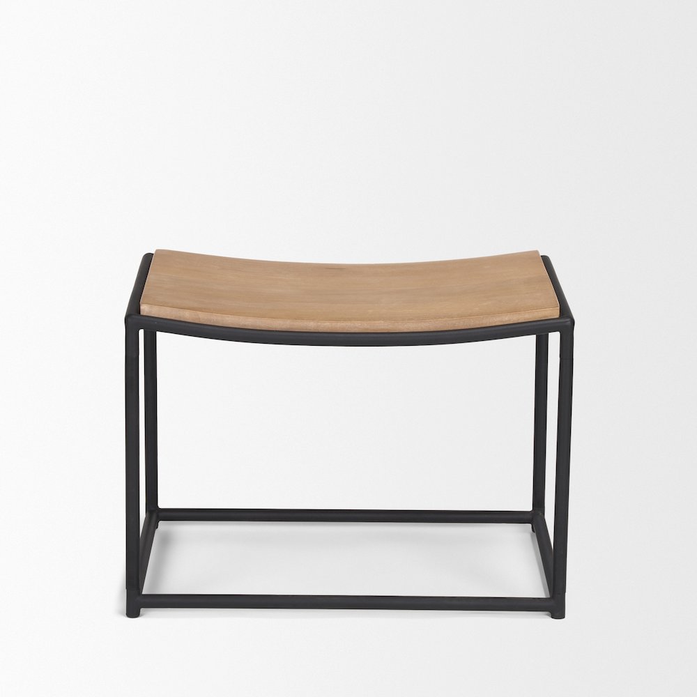 Taniel Light Brown Wood Black Metal Stool. Picture 4