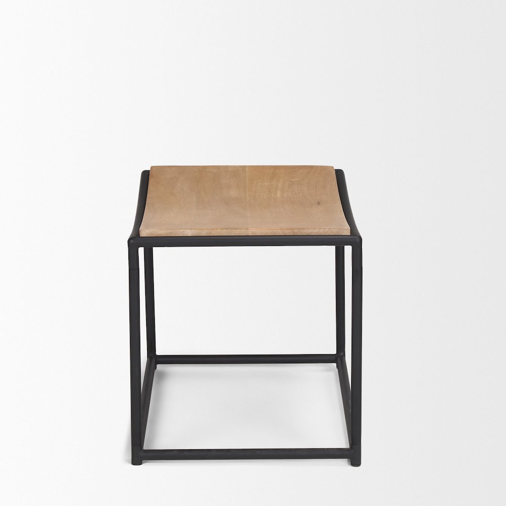 Taniel Light Brown Wood Black Metal Stool. Picture 5