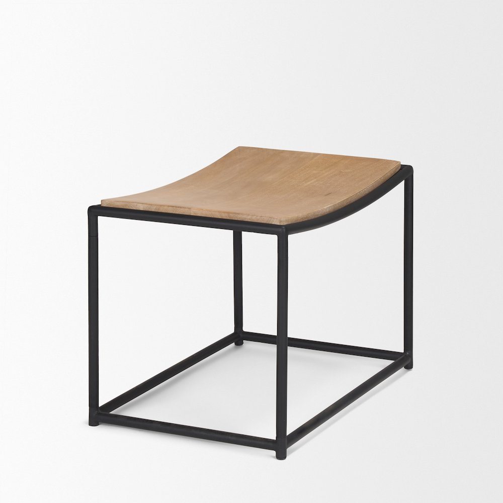 Taniel Light Brown Wood Black Metal Stool. Picture 6