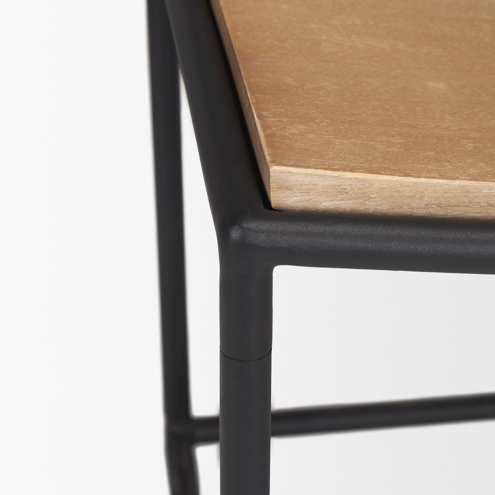 Taniel Light Brown Wood Black Metal Stool. Picture 8