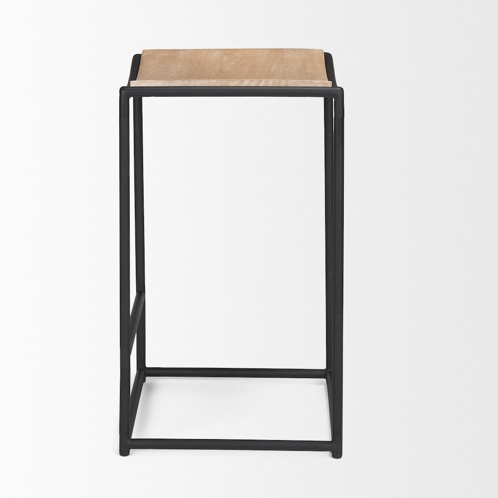 Light Brown Wood Black Metal Counter Stool. Picture 5
