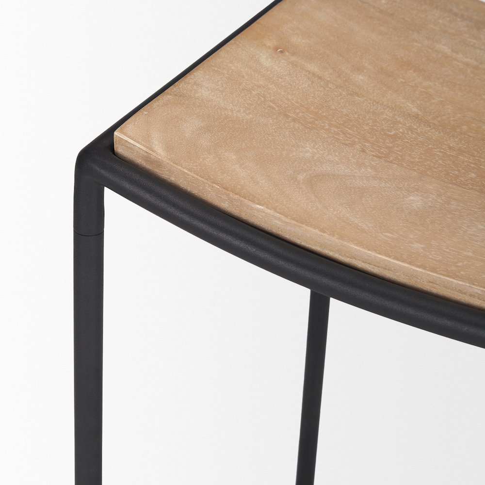 Light Brown Wood Black Metal Counter Stool. Picture 10