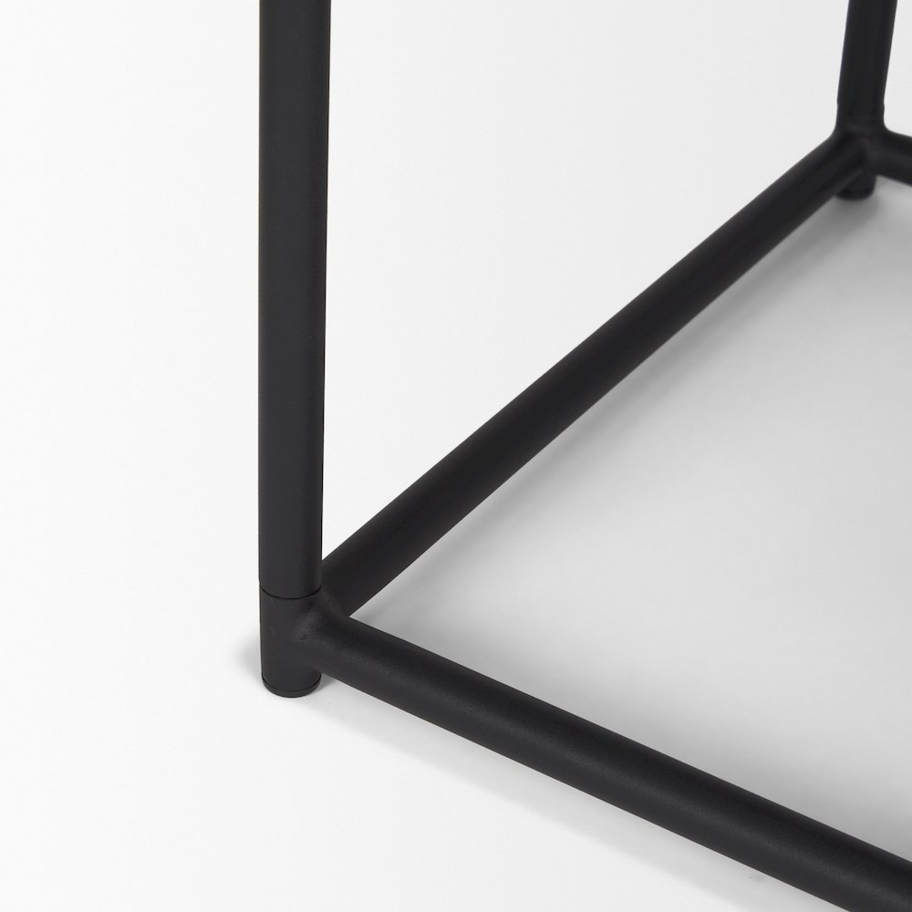 Taniel Brown Leather Black Metal Stool. Picture 5