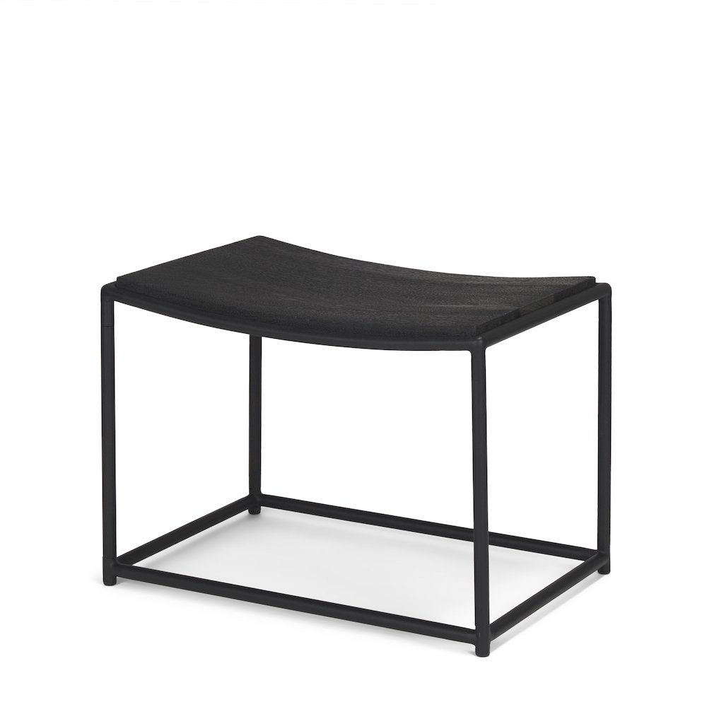 Taniel Textured Black Wood Black Metal Stool. Picture 1