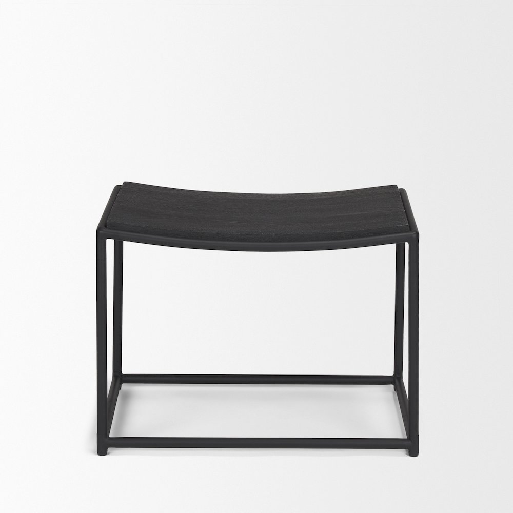 Taniel Textured Black Wood Black Metal Stool. Picture 3