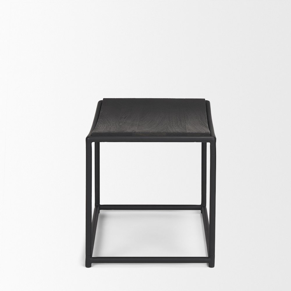 Taniel Textured Black Wood Black Metal Stool. Picture 4